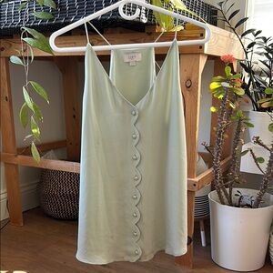 LOFT Women's Light Green Button-Down Top